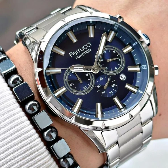 Ferruccı FCF 0525 13605M.01 64073 Erkek Fonksiyon Metal Kol Saati - Resim 2