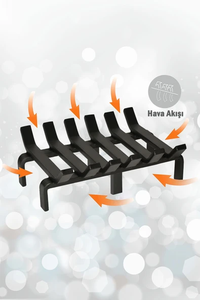 Şömine Izgarası 6 Çubuklu 36 Cm X 32 Cm Ekstra Dar Gözlü Izgara - 6