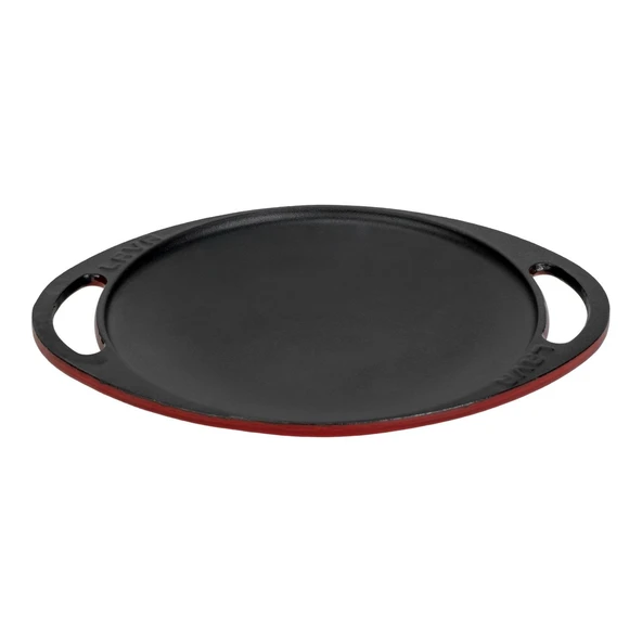 Lava Döküm Yuvarlak Saç Kavurma Tavası Döküm Demir Yekpare Çift Kulplu Çap(Ø)20cm.-Bordo ürün görseli