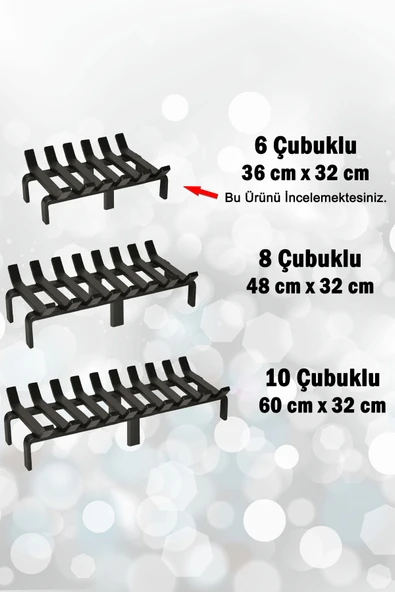 Şömine Izgarası 6 Çubuklu 36 Cm X 32 Cm Ekstra Dar Gözlü Izgara - 4
