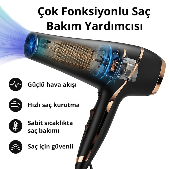 Hyundai HC-122 Profesyonel Saç Kurutma Makinesi 1800W  3 Isı Ayarı, 2 Hız, Soğuk Hava Fonksiyolu - 5