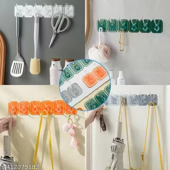 3B Trend Koparılabilen Kendinden Yapışkanlı Figürlü 6'lı Askı Gri - Resim 2