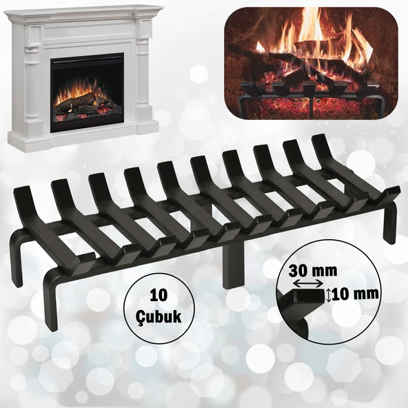 Şömine Izgarası 10 Çubuklu 60 Cm X 32 Cm Ekstra Dar Gözlü Izgara ürün görseli