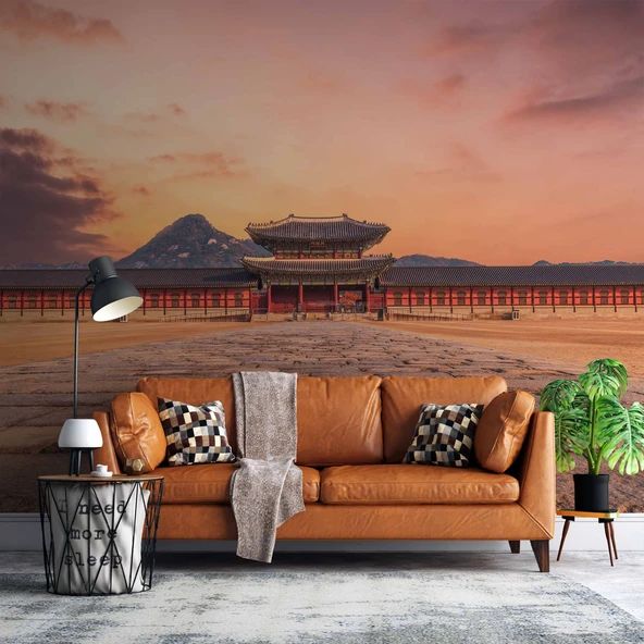 Güney Kore Gyeongbokgung Sarayı Manzaralı Duvar Kağıdı ürün görseli