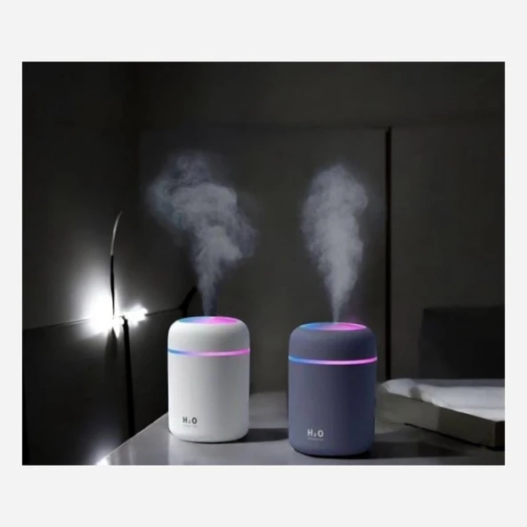 Yuvarlak İkili Hava Nemlendirici – 300 ml Ultrasonik Buhar Makinesi ve Aroma Difüzörü, Sessiz Çalışma, LED Işıklı, Ev & Ofis İçin Nem Dengeleyici - Resim 4