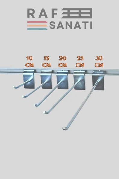 25 Adet Kanallı Pano Kancası 20 cm - Askı Kanca Raf Askısı Raf Aksesuar Tel Askı Raf Kancası - Resim 3