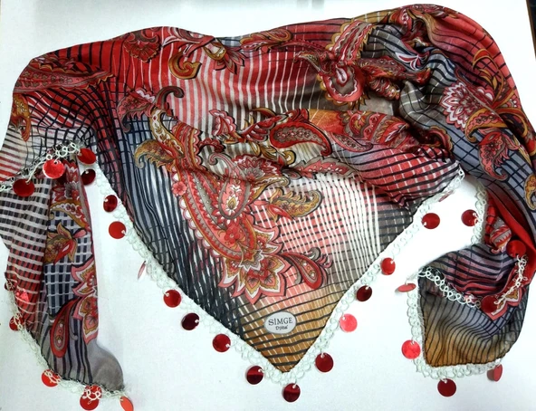 El işi Kırmızı Pullu Mekik Oyası Yazma/Yemeni ürün görseli 1