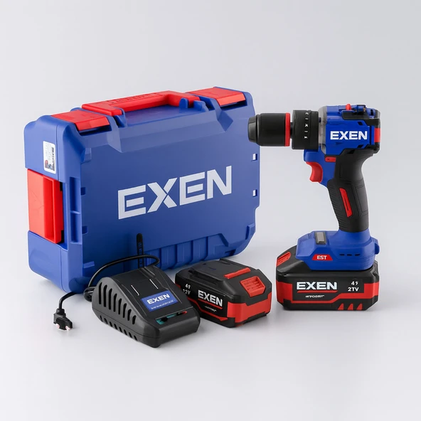 EXEN EN 274 DS Kömürsüz Darbeli Şarjlı Matkap 21V 4Ah 70Nm 2 Batarya Hızlı Şarj Led Işıklı Taşıma Çantalı - Resim 3