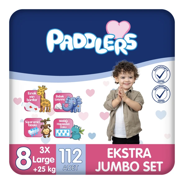 Paddlers Bebek Bezi 8 Numara XXX-Large 112 Adet (25+Kg) Ekstra Jumbo Set ürün görseli 1