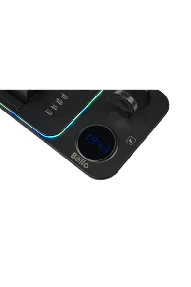 Tech&bello accessories 5in1 Telefon Saat Kulaklık Wireless Şarj Cihazı Rgb Işıklı Katlanabilir 30w A82 - Resim 5