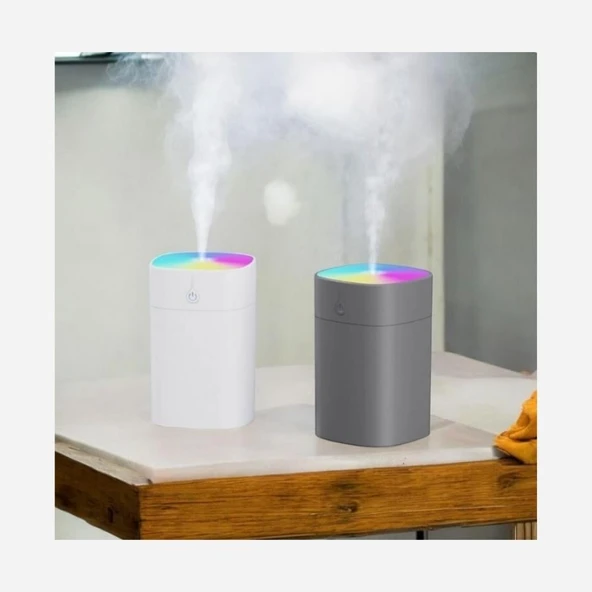 İkili Kare Hava Nemlendirici – 300 ml Ultrasonik Buhar Makinesi ve Aroma Difüzörü, Sessiz Çalışma, LED Işıklı, Ev & Ofis Kullanımı - Resim 3