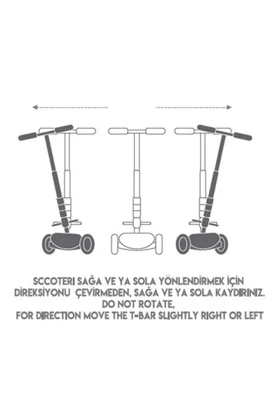 Tech bello 4 Tekerlekli (ARKA ÇİFT TEKERLEK) Metal Mandallı Yükseklik Ayarlı Işıklı Scooter - Resim 7