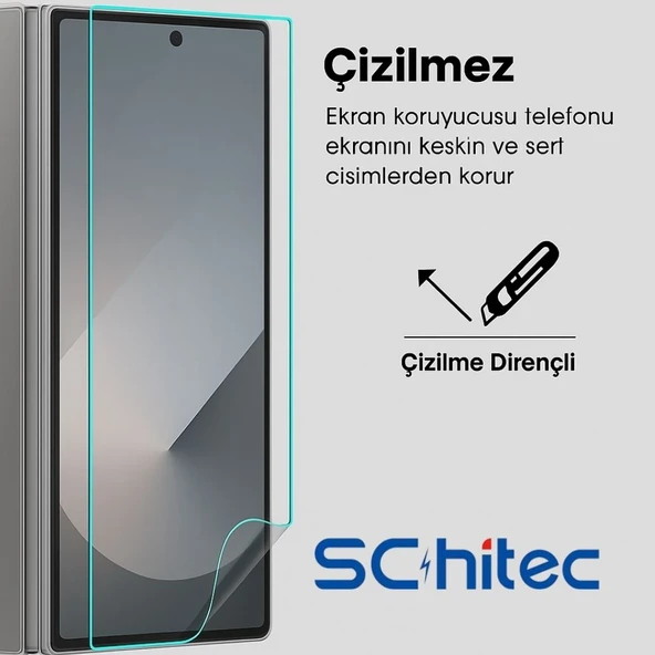 ScHitec Samsung Galaxy Z Fold 3 Darbe Emici Premium Hayalet Ön Ekran Koruyucu Poliüretan Film - Resim 4