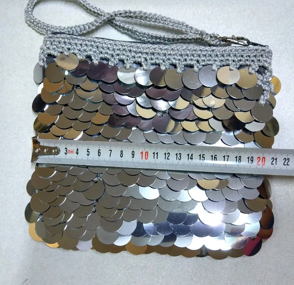 Pullu Clucht Çanta Gri Renk - 5