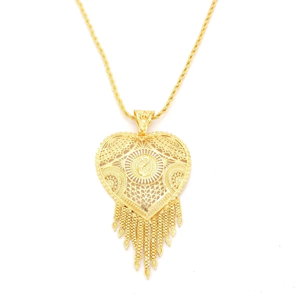 Altın Kaplama Hint Model Desenli Kolye KLY-647 - Resim 2