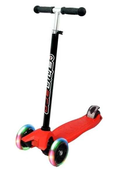 Tech bello 4 Tekerlekli (ARKA ÇİFT TEKERLEK) Metal Mandallı Yükseklik Ayarlı Işıklı Scooter - Resim 3