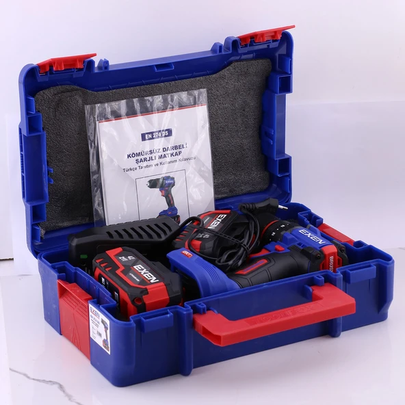 EXEN EN 274 DS Kömürsüz Darbeli Şarjlı Matkap 21V 4Ah 70Nm 2 Batarya Hızlı Şarj Led Işıklı Taşıma Çantalı - Resim 4