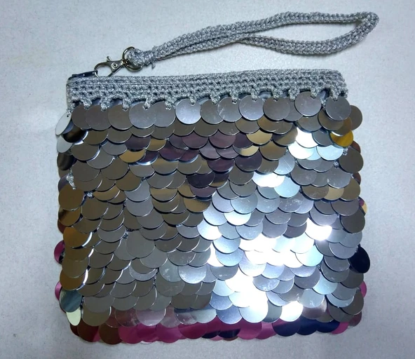 Pullu Clucht Çanta Gri Renk - 2