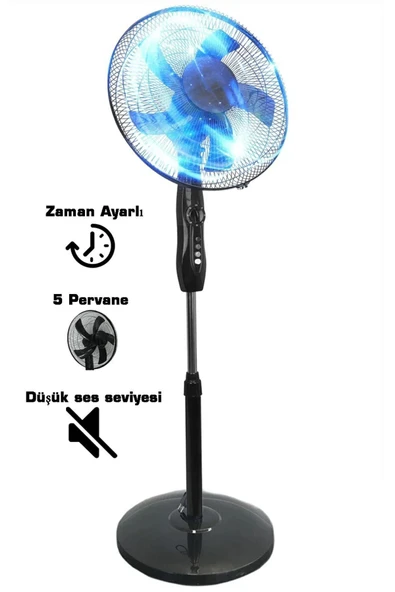 Tntech Tnt Cvc-91018 Zaman Ayarlı 5 Kanatlı Düşük Ses Yuvarlak Ayaklı 16'' Vantilatör ürün görseli