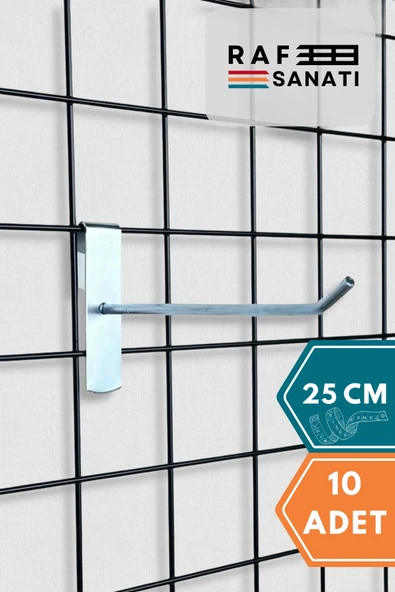 10 Adet Tel Pano Kancası 25 cm - Askı Kanca Raf Askısı Raf Aksesuar Tel Askı Çorap Kancası ürün görseli