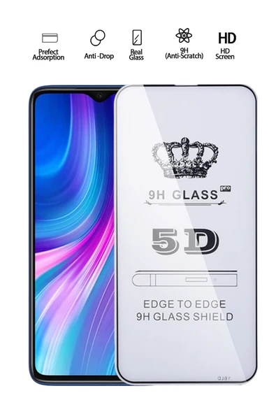 Tntech XİAOMİ REDMİ NOTE 8 UYUMLU TAM KAPATAN EKRAN KORUYUCU TAMPERLİ KIRILMAZ CAM - 1