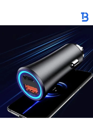bello 52.5w 1x Usb 1x Type-c Hızlı Araç Şarjı Çakmaklık Girişli Bc-02 - Resim 2