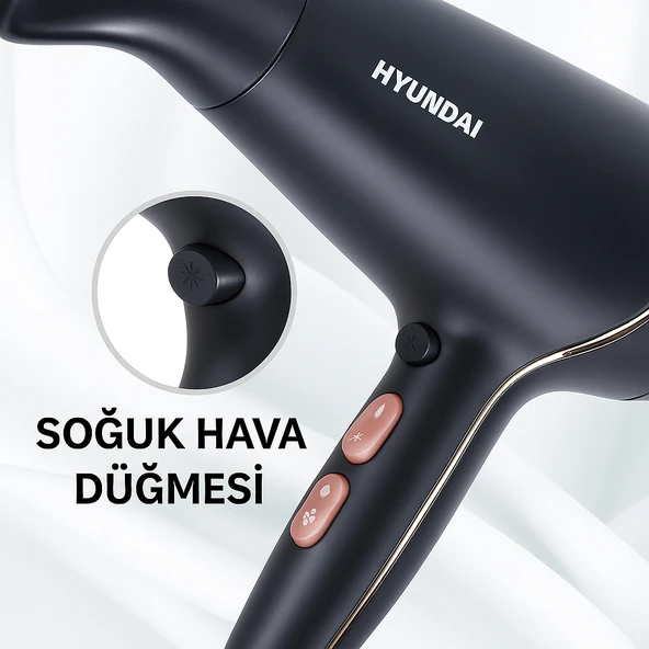 Hyundai HC-122 Profesyonel Saç Kurutma Makinesi 1800W  3 Isı Ayarı, 2 Hız, Soğuk Hava Fonksiyolu - 7