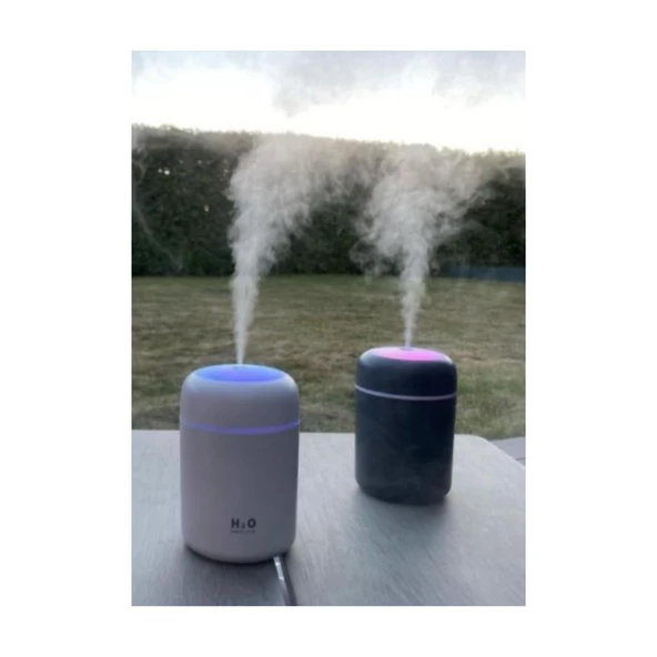 Yuvarlak İkili Hava Nemlendirici – 300 ml Ultrasonik Buhar Makinesi ve Aroma Difüzörü, Sessiz Çalışma, LED Işıklı, Ev & Ofis İçin Nem Dengeleyici - Resim 2
