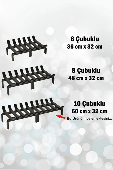 Şömine Izgarası 10 Çubuklu 60 Cm X 32 Cm Ekstra Dar Gözlü Izgara - 4