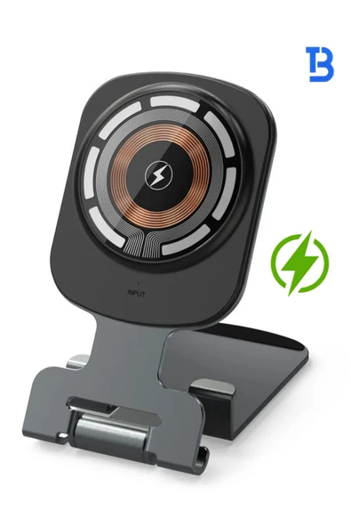 Tech&bello accessories 15W Metal Masaüstü Hızlı Magsafe Kablosuz Şarj Ve Telefon Tutucu Standı 2'si 1 arada ürün görseli