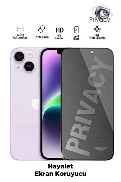 Tntech İPHONE 14 PLUS UYUMLU TAM KAPATAN HAYALET EKRAN KORUYUCU PRİVACY TAMPERLİ KIRILMAZ CAM ürün görseli