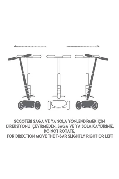 Tntech 3 Tekerlekli (7Renk Işıklı) Gövde Sıkıştırma Mandallı Yükseklik Ayarlı Işıklı Scooter - Resim 3