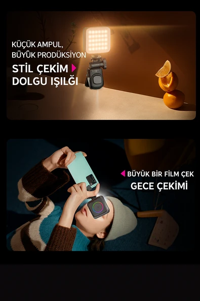 D12s RGB Video Işığı  2500K 9000K Renk Sıcaklığı   2000mAh Batarya - 3