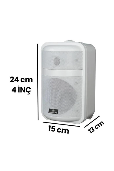 Maxword MDS-104TW Yüksek Kaliteli 160W 4 İnç 16 ohm/100V İki Yollu Duvar Tipi Sütun Hoparlör - 3