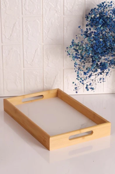 Bambum Duo 300ml 6'lı Beyaz Tepsili Bambu Kapaklı Cam Kahvaltılık - Resim 6