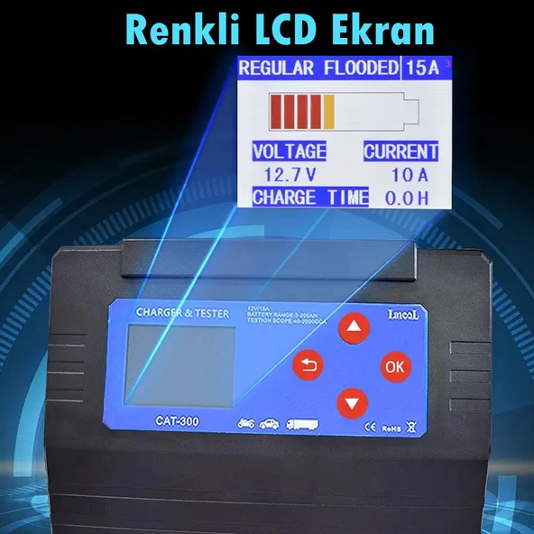 Lancol Akü Test ve Sarj Cihazi 12V/15A CAT-300 - Resim 5