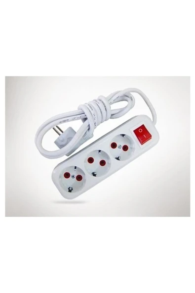 İstoç Türk 7 Metre Kablolu Topraklı Üçlü 3 Lü Grup Priz Seyyar Uzatma Ara Kablosu Anahtarlı ürün görseli