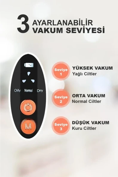 HYUNDAI Dijital Göstergeli 6 Başlıklı Cilt Temizleme Vakum Aleti Turuncu Beyaz Detaylı - 3