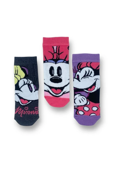 Disney Minnie Mouse Lisanslı Kız Çocuk 3 Çift Soket Çorap 21553 ürün görseli