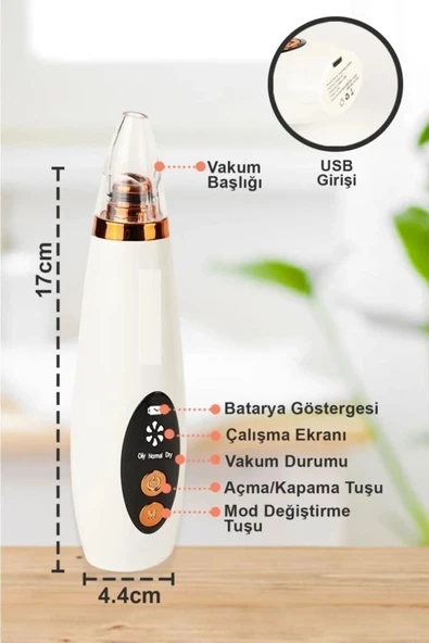 HYUNDAI Dijital Göstergeli 6 Başlıklı Cilt Temizleme Vakum Aleti Turuncu Beyaz Detaylı - 2
