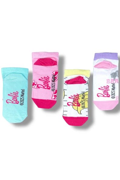 Barbie Lisanslı Kız Çocuk 4 Çift Patik Çorap 22838 - Resim 2