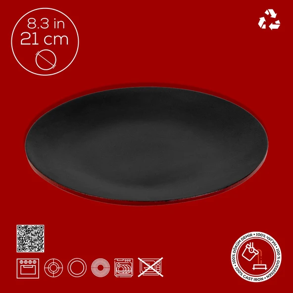 Lava Döküm Yuvarlak Servis Tabağı Çap(Ø)21cm.-Bordo - 4