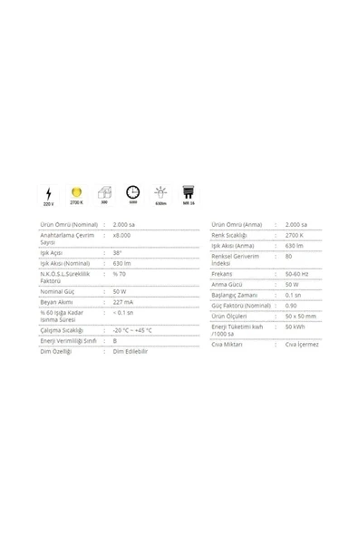 Cata Ct-2104 50w Açık Halojen Çanak Ampül Mr16 3200k Günışığı - Resim 2