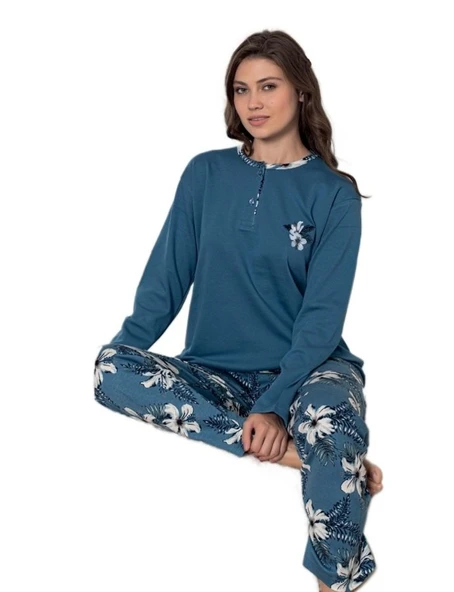 Başak Line Pamuklu İnterlok Kumaş Kadın Pijama Takımı M/2XL ürün görseli