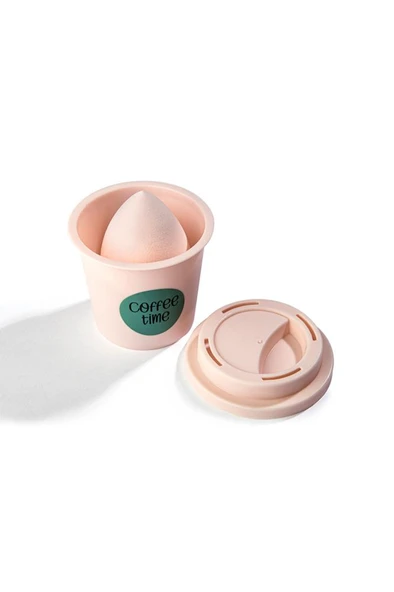 Lionesse Kahve Bardağı Kılıflı Makyaj Süngeri (PEMBE) - Resim 2