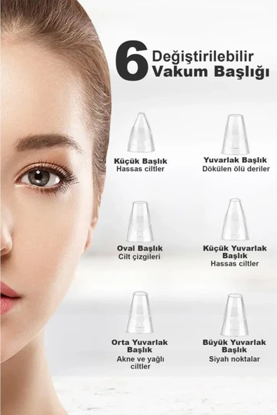 HYUNDAI Dijital Göstergeli 6 Başlıklı Cilt Temizleme Vakum Aleti Turuncu Beyaz Detaylı - 4