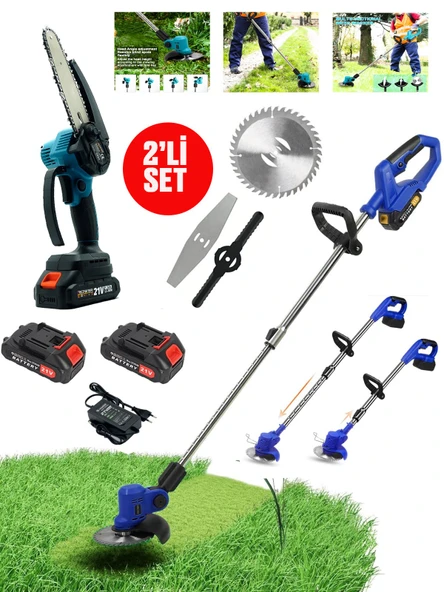 Germany Style Mxtr-Seri 2 Akülü Şarjlı Dal Kesme Budama Testeresi Ot Çayır Çim Biçme Makinesi