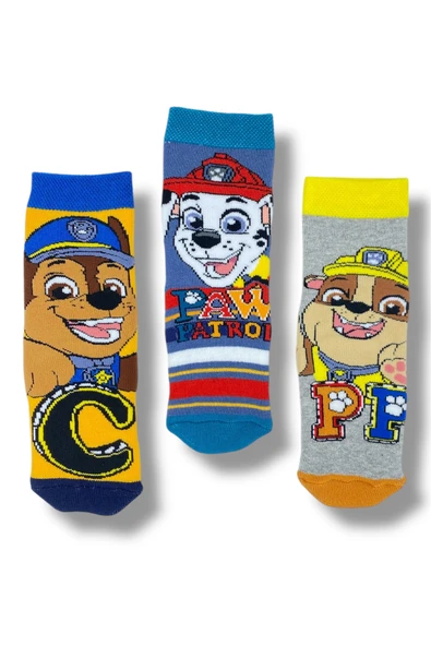 PAW PATROL Lisanslı Erkek Çocuk 3 Çift Havlu Soket Çorap 22597 ürün görseli