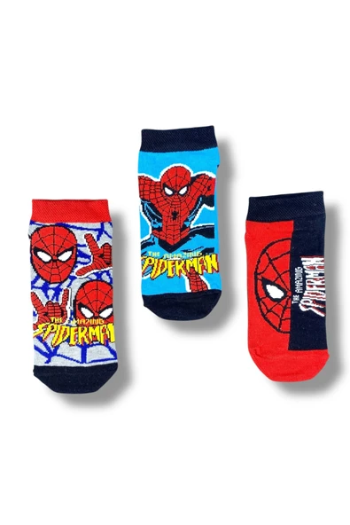 SPIDERMAN Lisanslı Erkek Çocuk 3 Çift Patik Çorap 22855 ürün görseli