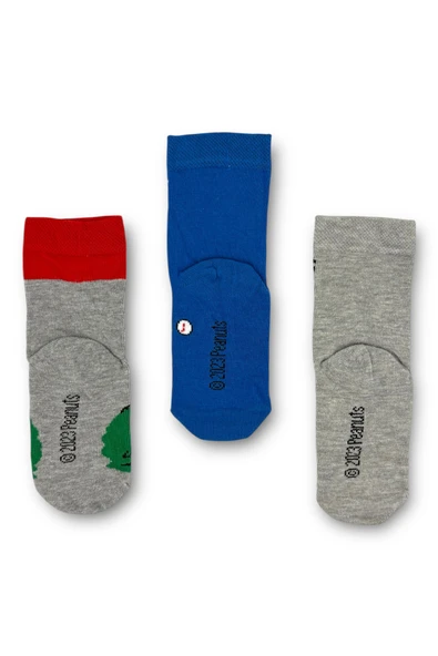 PEANUTS Snoopy Lisanslı Erkek Çocuk 3 Çift Soket Çorap 21606 - Resim 2